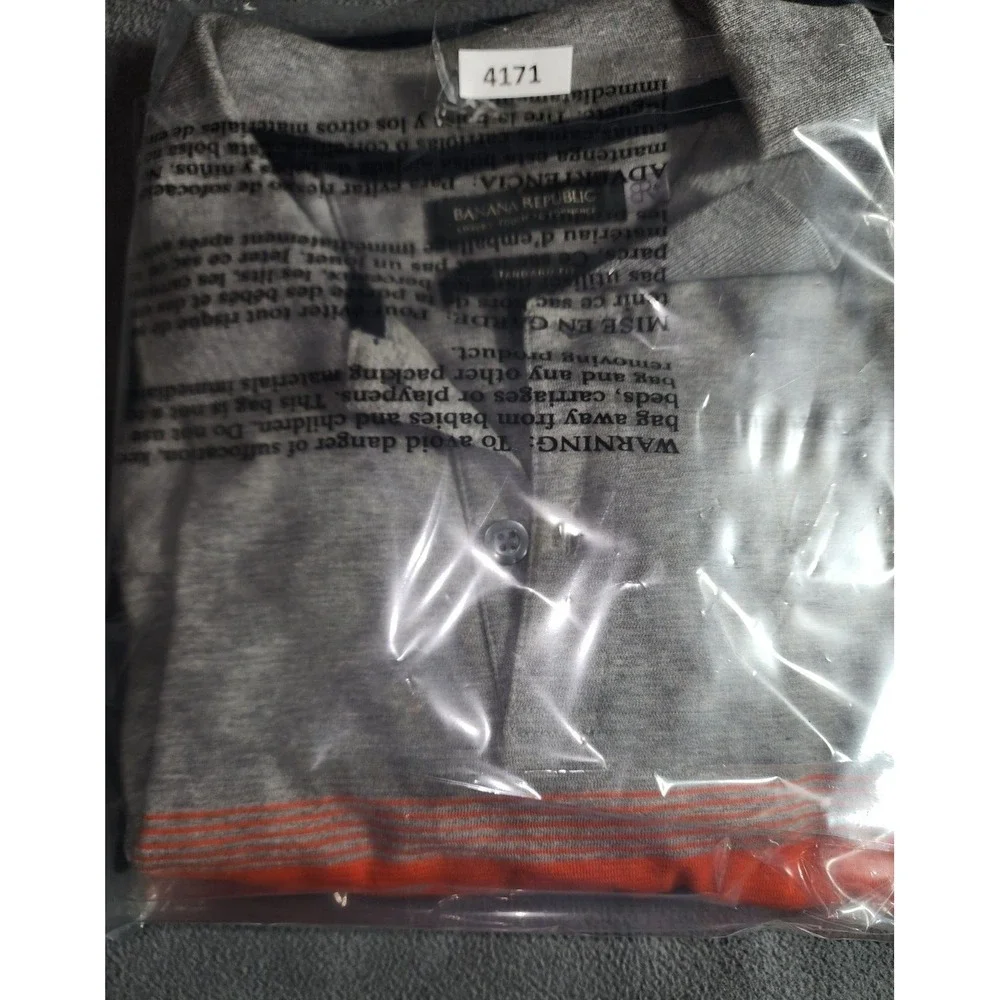 Banana Republic Shirt Mens XL Blue Orange Colorblock Short Sleeve Quarter Button